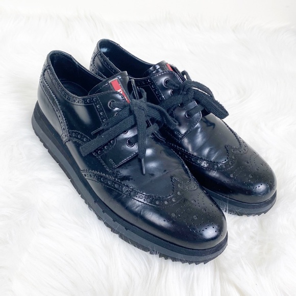 Prada Patent Leather Wingtip Brogue Dress Shoes - Picture 2 of 9